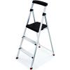 Rubbermaid 3-Step Ladder, Aluminum Lightweight Folding Step Stool with Project Tray, Silver, Tested to US Safety Standards, No Assembly Required(3-Step)