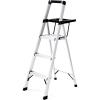 Rubbermaid 3-Step Ladder, Aluminum Lightweight Folding Step Stool with Project Tray, Silver, Tested to US Safety Standards, No Assembly Required(3-Step w/ Oversized Project Tray)