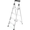 Rubbermaid 3-Step Ladder, Aluminum Lightweight Folding Step Stool with Project Tray, Silver, Tested to US Safety Standards, No Assembly Required(Ladder with Project Top)