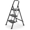 Rubbermaid 3-Step Steel Ladder, Folding Step Stool with Hand Grip and Non-Slip Feet, White, Tested to ANSI US Safety Standards, No Assembly Required (Amazon Exclusive)(Black Finish)