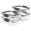 Rubbermaid Brilliance® Glass Round Leak-Proof 6-Piece Set Food Storage Containers, Food Containers with Lids, Meal Prep Containers(Set of 4 Assorted Containers)