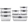 Rubbermaid Brilliance® Glass Round Leak-Proof 6-Piece Set Food Storage Containers, Food Containers with Lids, Meal Prep Containers(Set of 9 Assorted Containers)