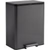 Rubbermaid Elite Stainless Steel Metal Dual Stream Step-On Trash Can for Waste and Recycling 15.9 Gallon Charcoal Trash and Recycle Bin Combo for Home/Kitchen/Garage/Apartment/Office(15.8 Gallon)