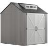Rubbermaid Extra Large Resin Outdoor Storage Shed With Floor (7 x 10.5 Ft.) Weather Resistant Brown Organization for Home/Lawn Mower/Backyard Equipment/Bike Storage/Pool Supplies(Gray)