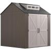 Rubbermaid Extra Large Resin Outdoor Storage Shed With Floor (7 x 10.5 Ft.) Weather Resistant Brown Organization for Home/Lawn Mower/Backyard Equipment/Bike Storage/Pool Supplies(Brown)