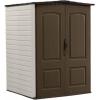 Rubbermaid Medium Vertical Resin Outdoor Storage Shed With Floor (5 x 4 Ft), Weather Resistant, Brown, Organization for Home/Backyard/Pool/Garden/Lawn Tools(5’x4′)
