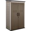 Rubbermaid Vertical Resin Outdoor Storage Shed With Floor (4 x 2.5 Ft) Weather Resistant Beige/Brown Organization for Home/Backyard/Pool Chemicals/Toys/Garden Tools/Porch/Patio Cushions(Brown)