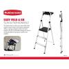 Rubbermaid 3-Step Ladder, Aluminum Lightweight Folding Step Stool with Project Tray, Silver, Tested to US Safety Standards, No Assembly Required(3-Step w/ Project Tray)