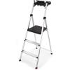 Rubbermaid 3-Step Ladder, Aluminum Lightweight Folding Step Stool with Project Tray, Silver, Tested to US Safety Standards, No Assembly Required(3-Step w/ Project Tray)